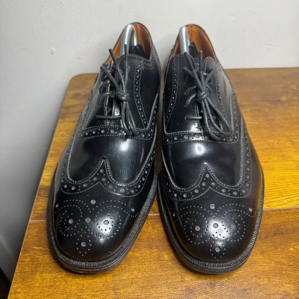 Stuart McGuire Wingtip Oxford Dress Shoes Mens Size 10 3E Wide Black Ortho Vent